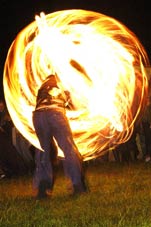 Fire performer incased in a ball of flames