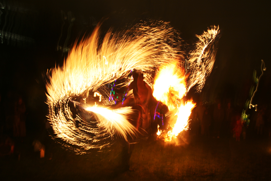 Fire bull whip for Milton Keynes Inter-Action  Garden of light performance