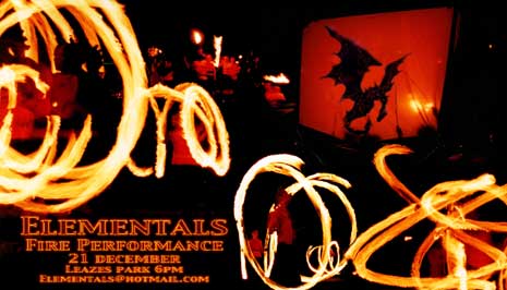 Fire Show promo picture featuring Theatre Elementals fire perfomers