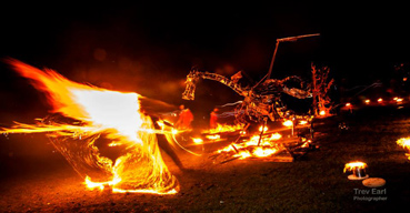 Miton Keynes fire show sculpture fire bull whip